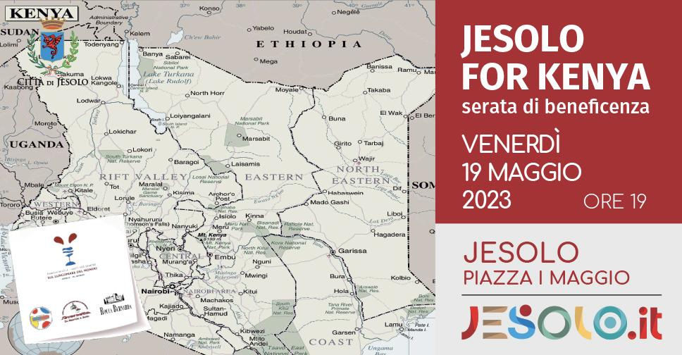 Jesolo for Kenya:  19 maggio 2023. Immagine cartina geografica del Kenya.