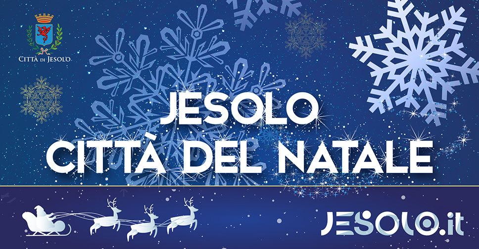 Jesolo Città del Natale 2022: immagine di una slitta con Babbo Natale trainato da 3 renne