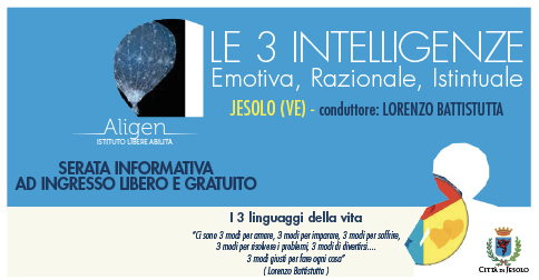 Le tre intelligenze incontro con Lorenzo Battistutta il 25 ottobre 2019 presso la Biblioteca Civica di Jesolo