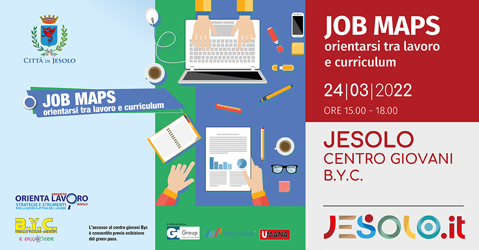 "Job maps. Orientarsi tra lavoro  e curriculum" giovedì 24 marzo 2022 presso il centro giovani B.Y.C.
