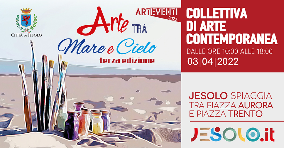 Collettiva di arte contemporanea in spiaggia a Jesolo il 3 aprile 2022