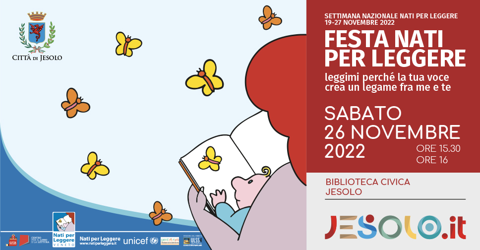 Settimana nati per leggere dal 19 al 27 novembre 2022 presso la Biblioteca Civica di Jesolo - disegno mamma con bambino in braccio che legge