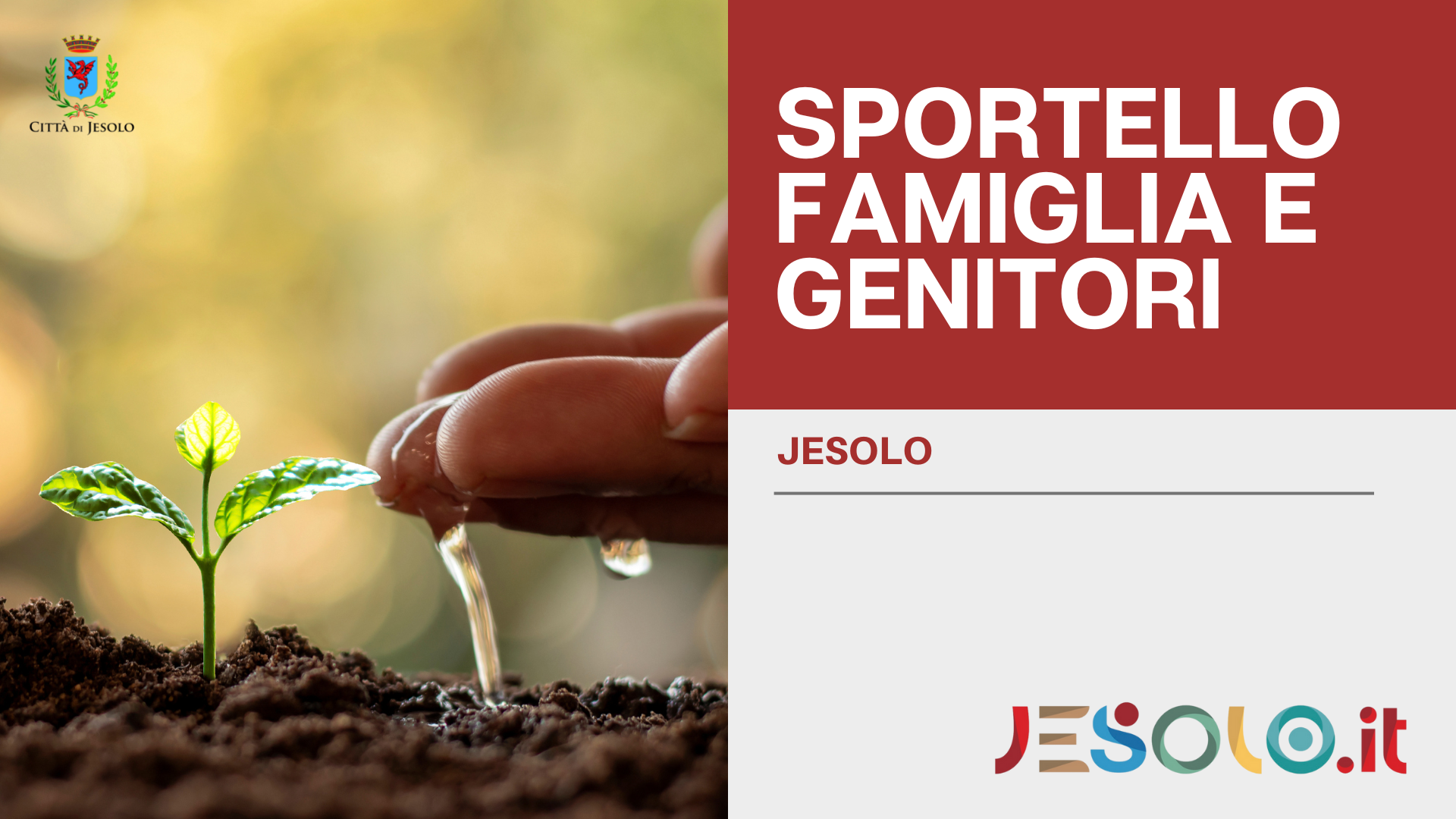 Sportello famiglia e genitori - Jesolo - Immagine germoglio e mano che innaffia 