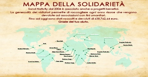 Mappa della solidarietà. i progetti benefici sostenuto da Jesolo Sand Nativity, dal 2004