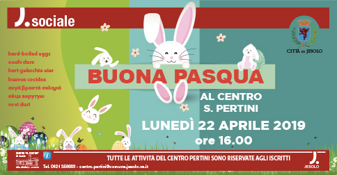 Il Centro Pertini di Jesolo festeggia la Pasqua con tutti gli iscritti lunedì 22 aprile, alle 16