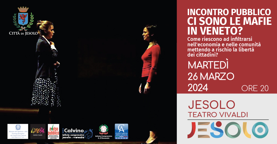 Ci sono le mafie in Veneto? immagine di due donne in piedi, una di fronte all'altra, su fondo nero