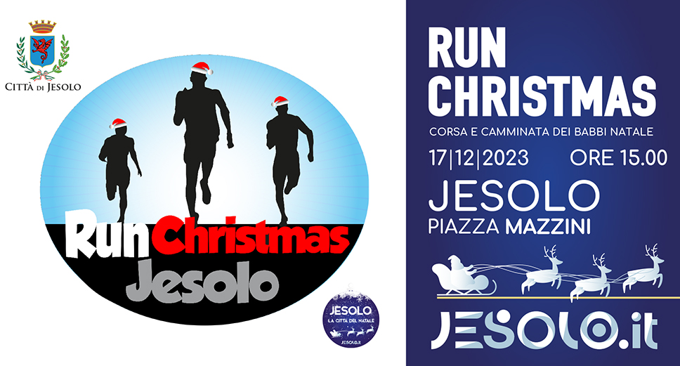 Run Christmas Jesolo: immagine di tre persone che corrono con cappello di babbo natale