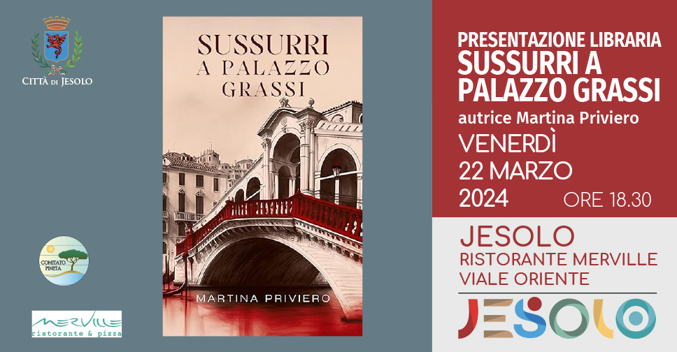 Presentazione del Libro Sussurri a palazzo Grassi di M. Priviero venerdì 22 marzo 2024 - immagine copertina