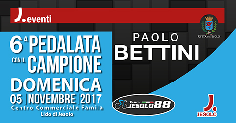 Domenica 5 novembre Paolo Bettini partecipa a Jesolo alla 6^ Pedalata con il campione