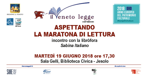 Il Veneto legge Maratona di lettura venerdì 29 settemnre 2017 a Jesolo in scuole, biblioteche, luoghi all'aperto