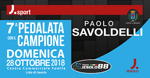 Paolo Savoldelli partecipa alla Pedalata con il Campione, a Jesolo domenica 28 ottobre 2018