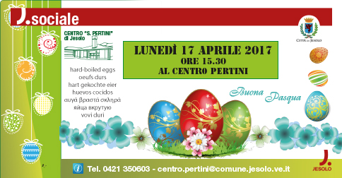 Il Centro Pertini di Jesolo festeggia la Pasqua con tutti gli iscritti lunedì 17 aprile, alle 15.30
