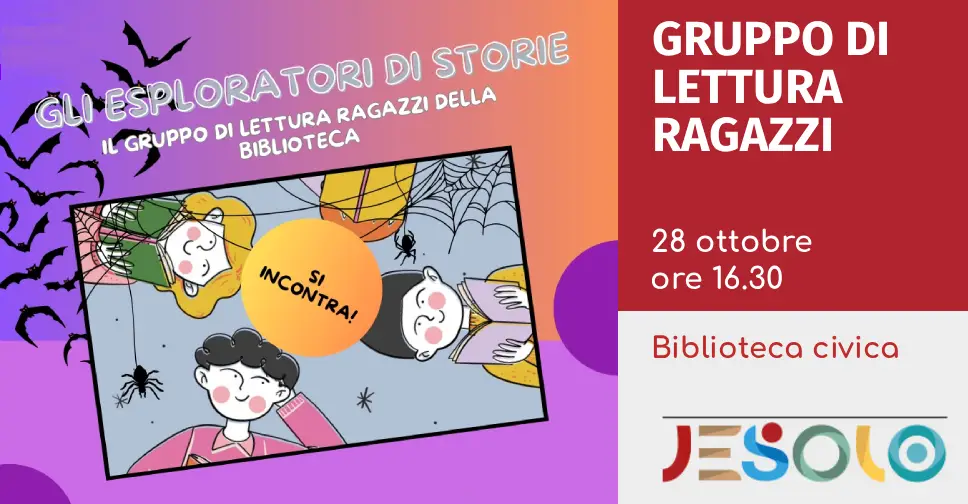 Immagine di gruppo di lettura ragazzi strillo halloween